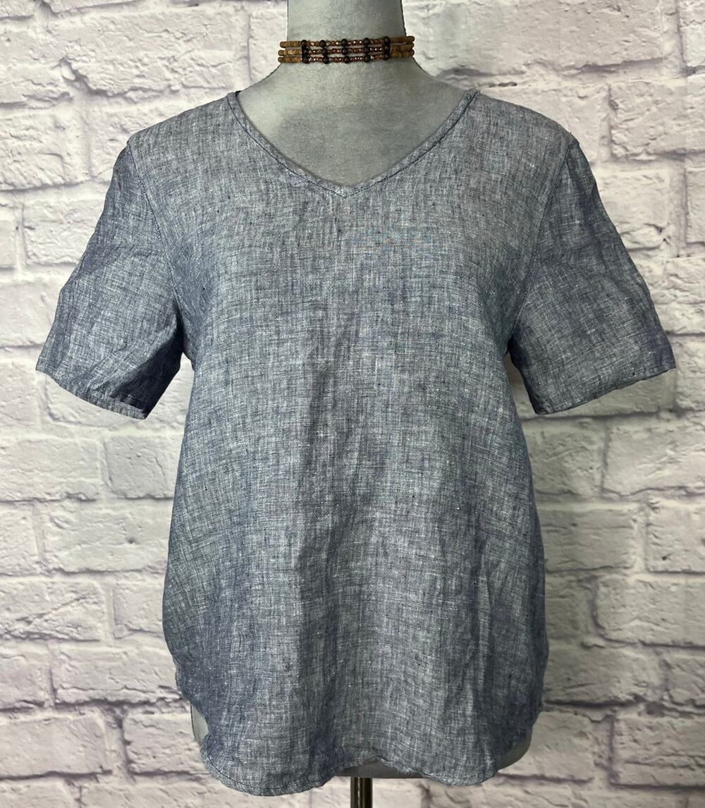 NWOT Saks Fifth Avenue 100% Linen Short Sleeve Blouse